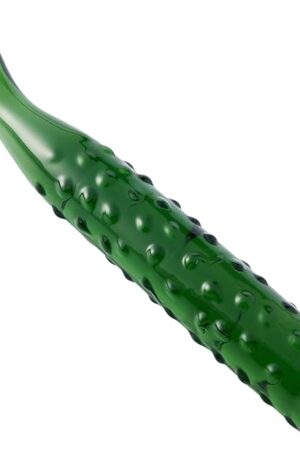 Glass Anal Plug Crystal Dildo Wand Penis Anal Play Stimulator Vaginal Massager G-spot Vegetable & Fruit Shape Adult Sex Toy, Green-Cucumber, 7.68 * 0.98"