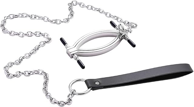 Labia Clip Clitoris Clamp with Leash Chain, Adult Games Clitoris Stimulator Teasing G-spot Massage Device,BDSM Bondage Vagina Speculum Labia Pussy Clamp, Stainless Steel Sex Toys for Women