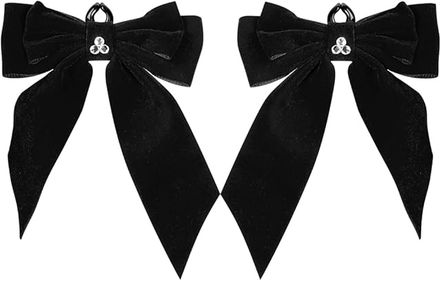 Bowtie Nipple Clamps Adjustable Non-Piercing Large Nipple Clips with Bow Knot Body Decorations for Women (Black)