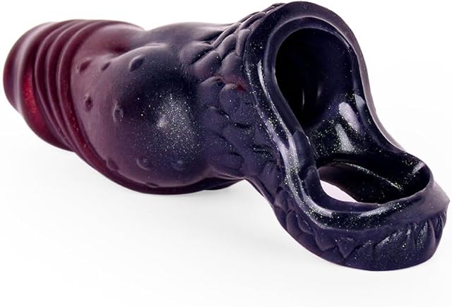 3 Different Sizes of Tentacle Shape Male Penis Sleeve Cock Sleeve with Penis Ring, Silicone Hollow Design Penis Extender Sleeve Male Adult Sex Toys for Men and Couples - L, Purple