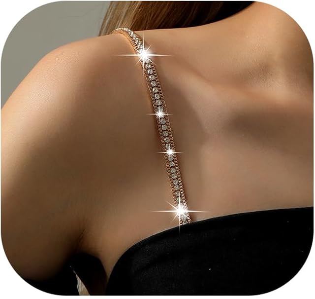1Pair Rhinestone Shoulder Strap Chain Shining Bridal Wedding Lingerie Strap Shoulder Chain Sexy Crystal Underwear Chain for Women
