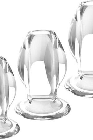 Acrylic Glass Hollow Tunnel Butt Play Anal Plug Set, Clear Small Large Big But Trainer Anus Plug Stretcher Kits for Men and Women, Adult Sex Gay Lesbian Toys for Couple Beginner(3 Pics)