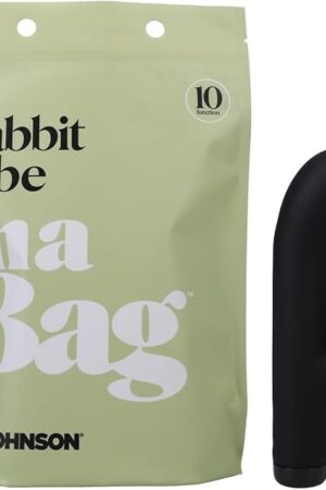 Doc Johnson Rabbit Vibe in A Bag - 10 Function, Silicone, Rechargeable, Total Length: 6.5 in. (16.5 cm), Insertable Length: 4 in. (10.2 cm), Width/Diameter: 1.5 in. (3.8 cm), Black