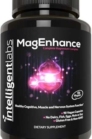 Intelligent Labs MagEnhance Magtein Magnesium Complex Supplement L-Threonate with Magnesium Glycinate and Taurate, 90 Capsules