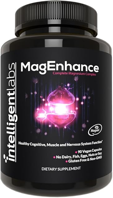 Intelligent Labs MagEnhance Magtein Magnesium Complex Supplement L-Threonate with Magnesium Glycinate and Taurate, 90 Capsules