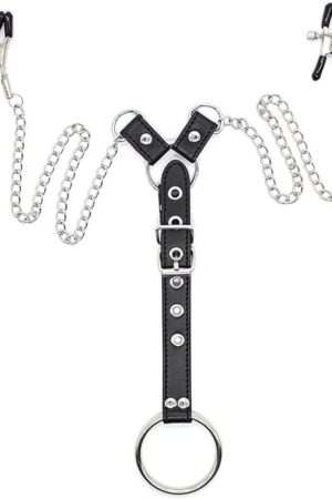 Adjustable Nipple Clips Chain Nipple Clamps with Penis Ring Nipple Clamps Cock Rings Long Metal Sm Penis Ring Sex Toy Nipple Clamps for Sex Pleasure