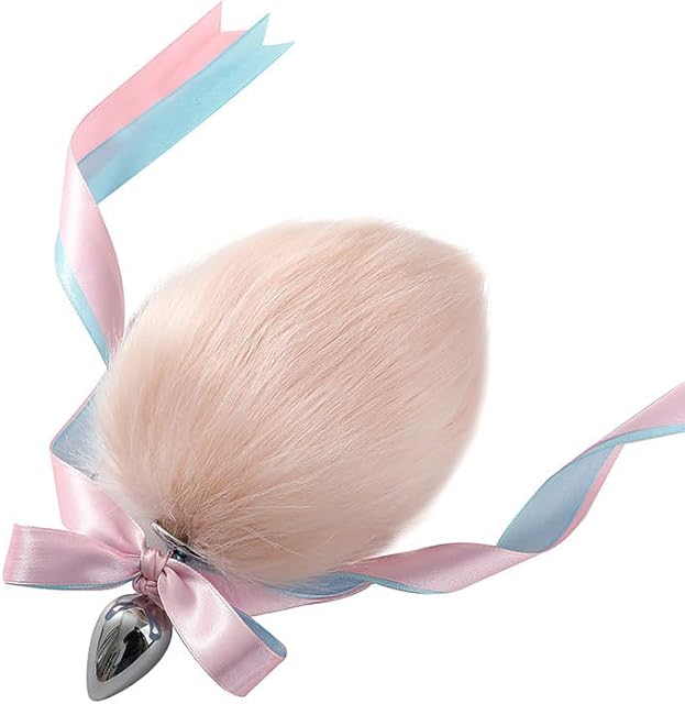 Butt Plug Fox Tail,15 CM Multi-Colored Artificial Handmade Fox Tail,Short Tail SM Props Stainless Steel Anal Plug Anal Expander Cosplay Sex Toys-Apricot||4.1CM Plugs