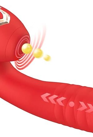 G Spot Clitoral Rose Vibrator Toy with 10 Mind-Blowing Tapping and 10 Thrusting Telescopic Modes for Clit and Vagina Stimulation Masturbation Adult Sex Toy for Women Solo or Couple (Red)