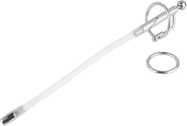 Beauty7 Urethral Sound Hollow Urethral Plug Stainless Steel Tip Cock Ring Silicone Probe Tube Urinary Dilator Urethra Prostate Masturbation Rod
