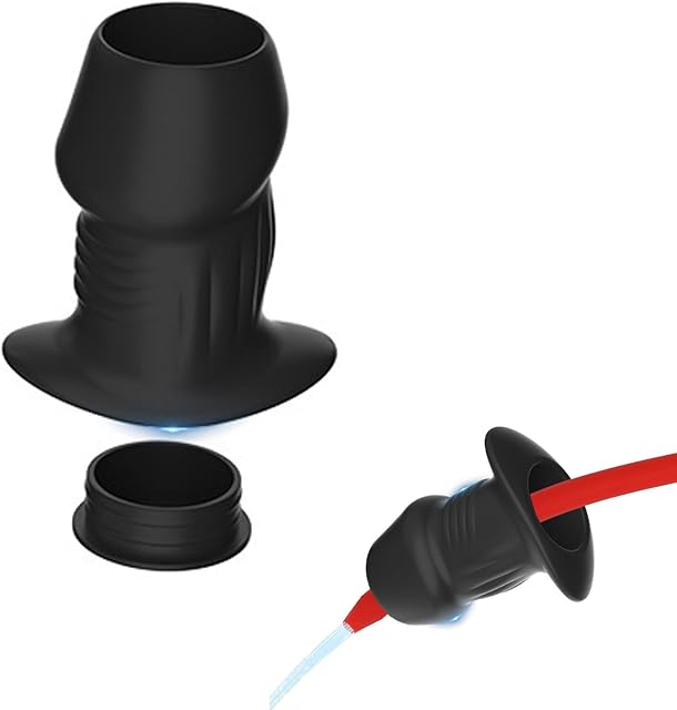 Hollow Anal Plug Silicone Butt Plug with Narrow Flared Base Vagina Anus Tunnel Plugs with Matched Stopper Snug Plug Prostate Massager for Men Women Couples Sex Toy BDSM Fetish Dildo