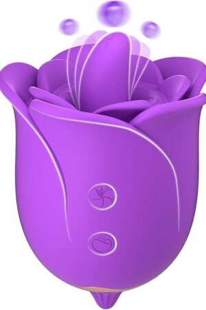 Clitoral Licking Vibrator Sex Toy for Women, Rose Sex Toy Clitoral Stimulator with 3 Tongue Licking & 10 Vibrating Modes, Female Mini Clitoris Nipple Anal Vibrator for Woman Her Pleasure