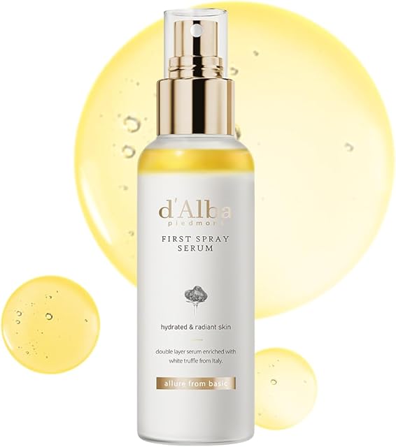 d'alba Piedmont Italian White Truffle First Spray Serum, Vegan Skin Care, Light-weight Face Moisturizer, Glow Serum for Radiant Skin, Non Comedogenic, All In One Mist, Korean Skin Care (338 fl oz)