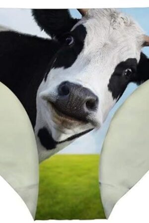 Funny Underwear for Women 3D Cute Alpaca Panties Hipster-Panties Low Waist Sexy Ladies Panties, Cow, Large