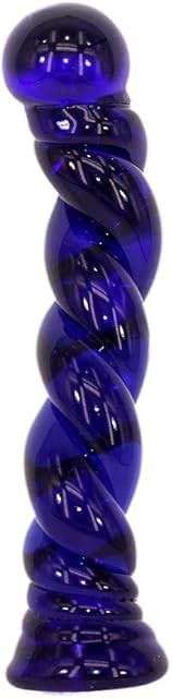 Glass Pleasure Wand Anal Sex Toys Massager, Eastern Delights 6.7 Inches Spiral Shape Dildo, Blue
