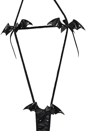 Womens Bat Cosplay Lingerie Micro Bikini Devil Halloween Costume Suspender Babydoll