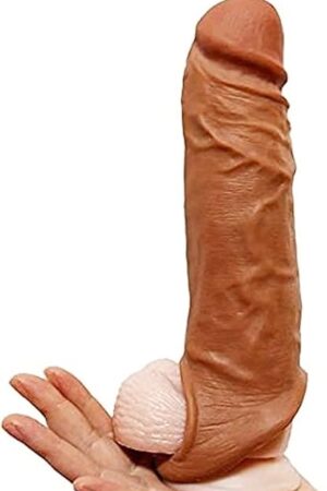 WOHUTAR ?New Soft Texture Sleeve Extender Sheath for Men Male Enhancement Extension Sleeve-1588 (Brown/R)