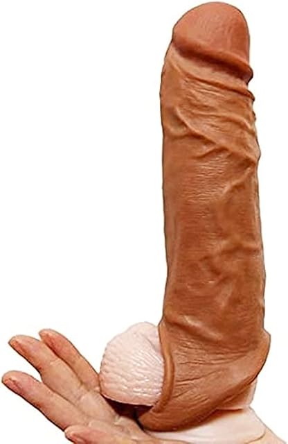 WOHUTAR ?New Soft Texture Sleeve Extender Sheath for Men Male Enhancement Extension Sleeve-1588 (Brown/R)