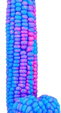 8" Wide Large Corn Dildo Realistic Anal Dildo Adult Sex Toy, Thick Lesbian Dildo Butt Plug Couples Suction Dildo for Adult, Colorful Silicone Dildo for Women (Blue Color)