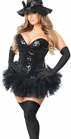 womens Top Drawer Plus Size 4 Pc Sexy Witch Corset Costume