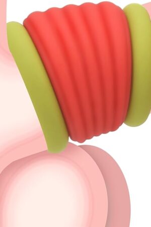 Double Penis Ring for Men - Green + Red Silicone Cock Ring for Harder Longer Stronger Erections - Erection Enhancing Sex Toy