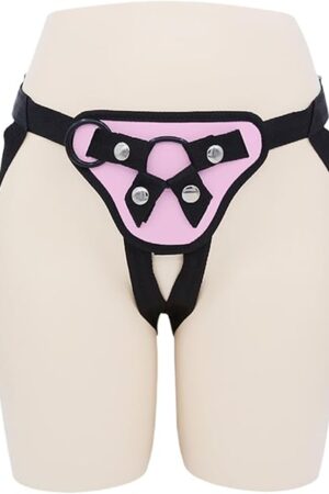 Female Dildo Wearable Pants LES Sex Harness Sex Toys with O-Rings for Couples, Strap-on Dildo Pants, Lesbian Straps Trousers for Butt Plug (Pink)