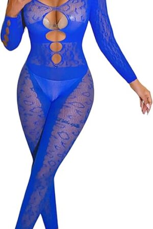 Women Sexy Full Leopard Fishnet Bodysuit, Poster Lace Jumpsuit Body Stockings, Club Rave Party Exotic Dancer Outfits