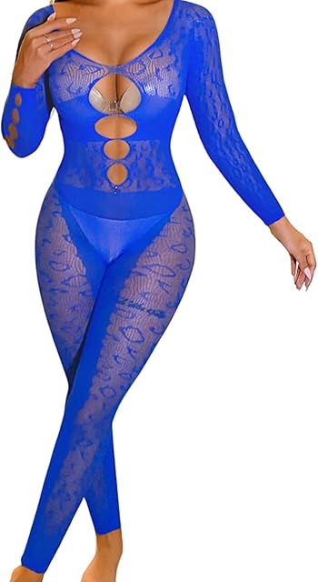 Women Sexy Full Leopard Fishnet Bodysuit, Poster Lace Jumpsuit Body Stockings, Club Rave Party Exotic Dancer Outfits
