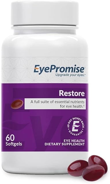 EyePromise Restore Supplement - 60 Softgel Capsules Containing Lutein, Vitamin C, Vitamin D, Vitamin E, Omega-3 Fish Oil, and Zeaxanthin - A Patented Complete Eye Health Formula
