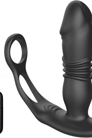 Generic Thrusting Prostate Massager for Men Telescopic Anal Vibrator Remote Control Gay Butt Plug Male Prostate Stimulator Adult Sex Toy, Black