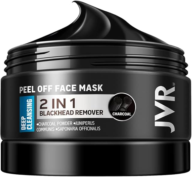 JVR Peel Off Face Mask, Blackhead Remover Mask for Men, Charcoal Peel Off Black Mask, Facial Mask Purifying and Deep Cleansing for All Skin Types 423 OZ