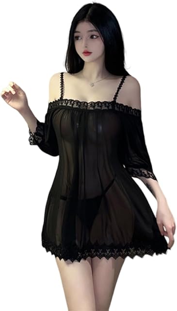 Women's sexy lace nightgown cosplay camisole dress Japanese tight sleepwear cute anime doll lingerie