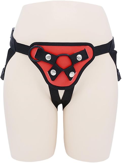 Female Dildo Wearable Pants LES Pants Sex Harness Sex Toys with O-Rings for Couples, Strap-on Dildo, Lesbian Straps Trousers for Butt Plug (red)