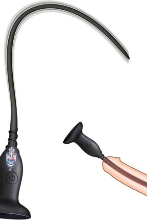 FST Vibrating Urethral Sound Silicone Penis Plug with Suction Cup and 10 Vibration Modes Adult Sex Toys for Men Deep Urethral Stimulation (1358'')