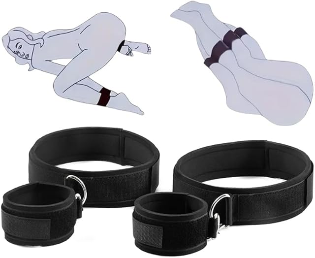 BDSM Bondage Couple Handcuffs for Bedroom Restraints SM Sex Toys for Women with Adjustable Bondage Rope Handcuffs Wrist-to-Thigh for Adult Sex Game Play
