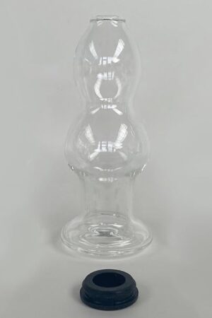 Crystal Calabash Shape Transparent Anal Plug Peephole Clear Hollow Glass Butt Plug with Lid Sex Toy(L)