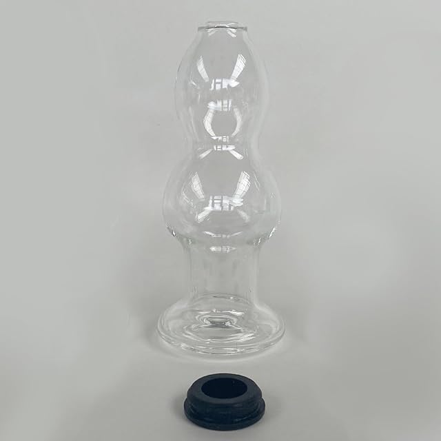 Crystal Calabash Shape Transparent Anal Plug Peephole Clear Hollow Glass Butt Plug with Lid Sex Toy(L)