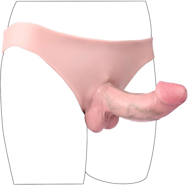 Elastic Soft Liquid Silicone Lifelike Realistic Dildo, Strap On Dildo Wearable Dildo Panties, Sex Toy for Men Couple, Hollow Penis Sleeve Enlager Extender, Universal Size Waterproof Flexible