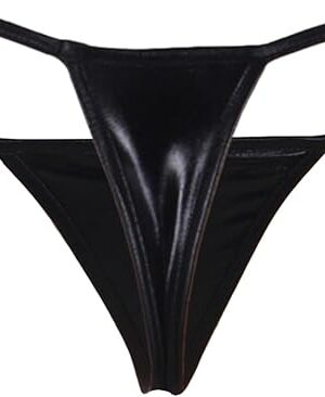 Womens Sexy G-String Thongs Leather Bikini Panties Micro Underwear Low Rise T-Back Lingerie Underpants Plus Size