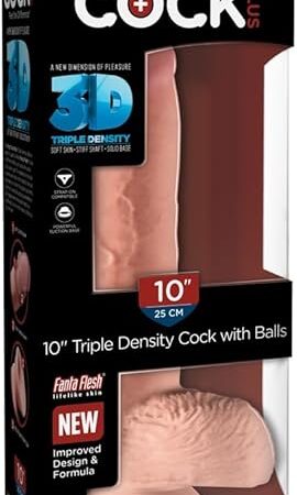 King Cock Plus 10" Triple Density Cock Dildo with Balls - Light Flesh