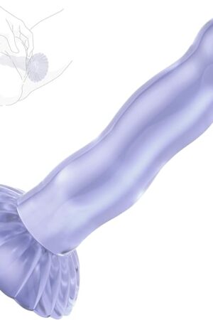 Cute Dildo Clear 6.7" Beginner Dildo with Strong Suction Cup Hand Free Play Flexible Soft Dong, Vaginal and Anal Stimulation Adult Sex G-spot Dildos Toys for Adult- Purple