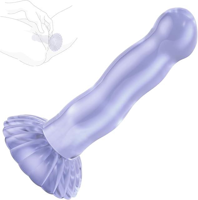Cute Dildo Clear 6.7" Beginner Dildo with Strong Suction Cup Hand Free Play Flexible Soft Dong, Vaginal and Anal Stimulation Adult Sex G-spot Dildos Toys for Adult- Purple