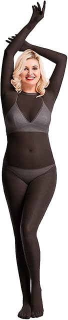 leesuo Women Men Sexy 360? Seamless See Through Sheer Full Bodystocking Ultrathin Bodysuit Catsuit with Gloves Toes