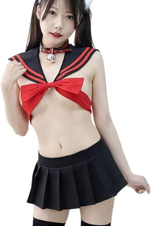 Women Bows Schoolgirl Lingerie Naughty Roleplay Costumes Sexy Sailor Student Cosplay Boudoir Outfit