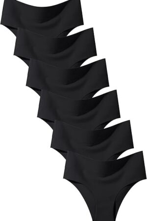 High Waisted Underwear for Women Seamless Panties Bikini High Cut No Show Sexy Cheeky Panties 6 Pack