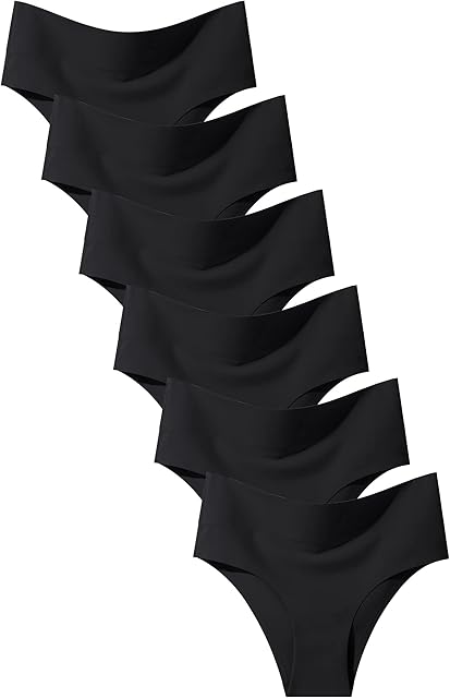 High Waisted Underwear for Women Seamless Panties Bikini High Cut No Show Sexy Cheeky Panties 6 Pack