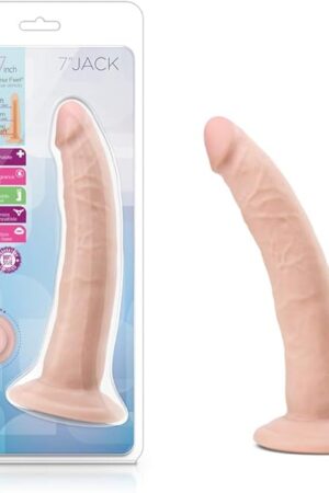Blush Novelties Au Naturel Jack Realistic Dual Density Flexible Dildo - 7.5 Inches Length & 1.5 Inches Width - Sturdy Suction Cup Base for Hands Free Play and Harness Compatible - Sex Toy