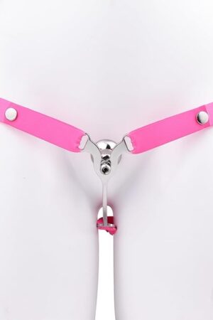 Chastity Devices Clip with Auxiliary Strap Flat Negative Chastity Belt Locked Cock Cage Adult Penis SM Bondage Sissy Sex Toys for Men & Gay (Pink 3233)