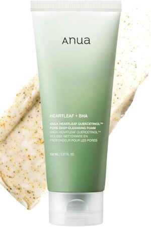 ANUA Heartleaf Quercetinol Pore Deep Cleansing Foam, Facial Cleanser, for Double Cleansing, BHA, Hyaluronic Acid, Glycerin, Face Wash, Blackhead Remover, Korean Skincare (150ml/507 floz)