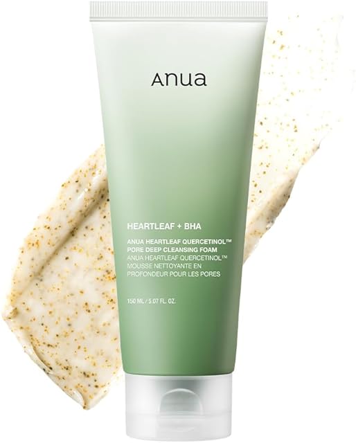 ANUA Heartleaf Quercetinol Pore Deep Cleansing Foam, Facial Cleanser, for Double Cleansing, BHA, Hyaluronic Acid, Glycerin, Face Wash, Blackhead Remover, Korean Skincare (150ml/507 floz)