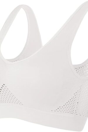 Breathable Anti-Sagging Sports Bra for Women Plus Size Wireless Bras with Cooling Lift-Up Air Tech Mesh High Support